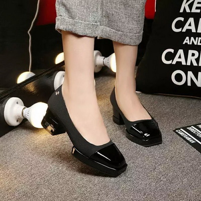 CHANEL Shallow mouth Block heel Shoes Women--015